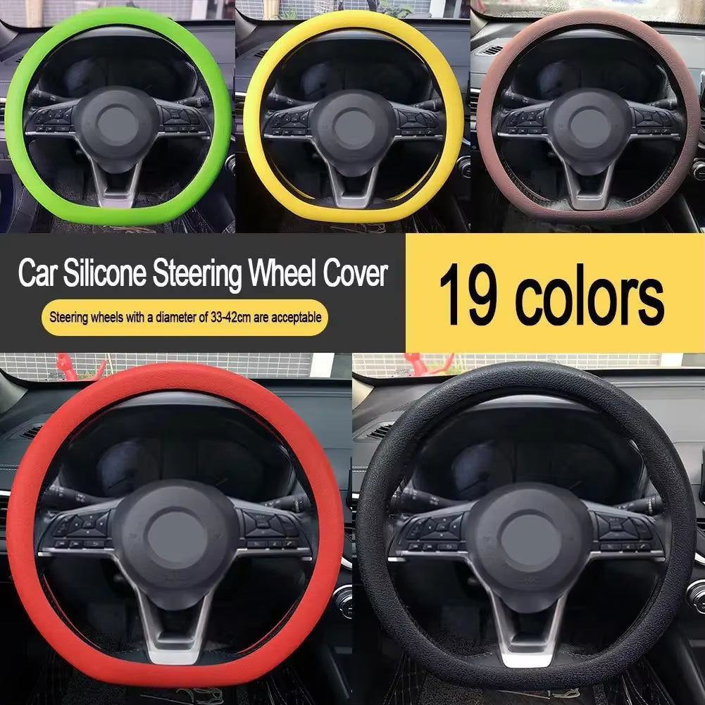 Stylish Universal Silicone Car Steering Wheel Cover - Soft, Multi-Color Auto Accessory for Customized Comfort