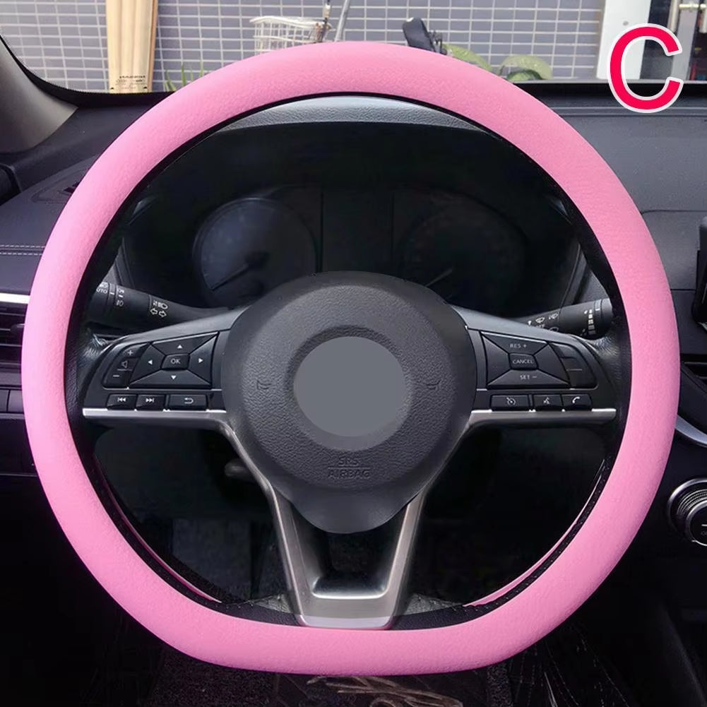 Stylish Universal Silicone Car Steering Wheel Cover - Soft, Multi-Color Auto Accessory for Customized Comfort