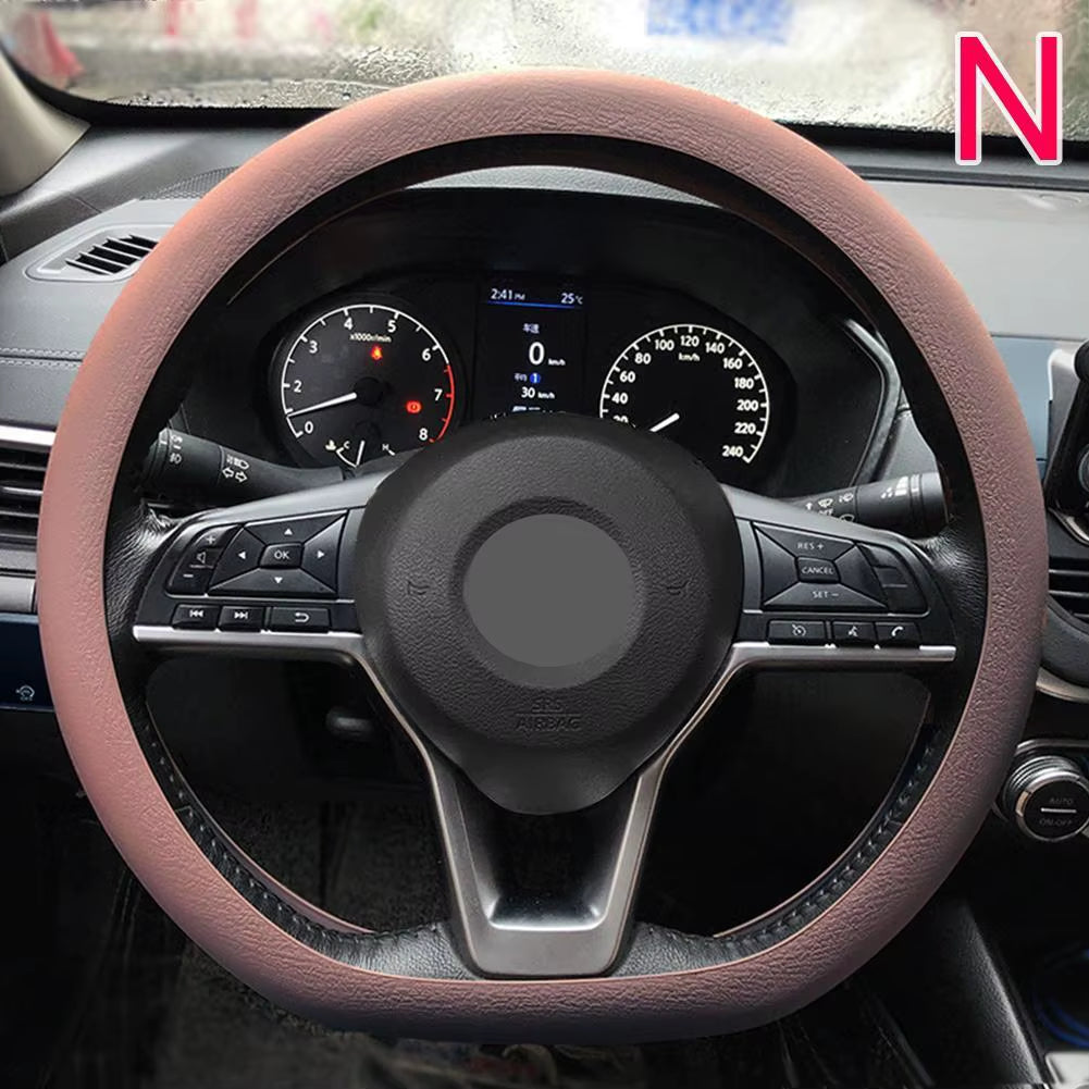 Stylish Universal Silicone Car Steering Wheel Cover - Soft, Multi-Color Auto Accessory for Customized Comfort