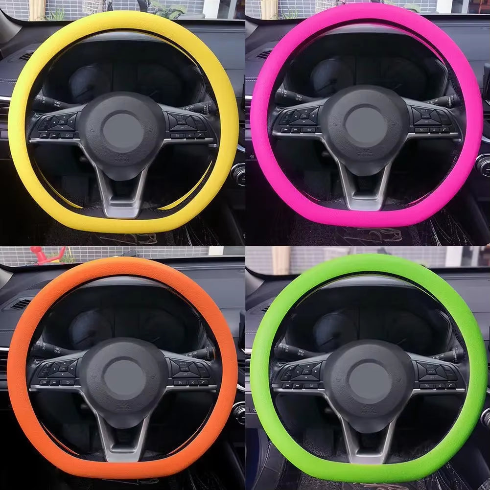 Stylish Universal Silicone Car Steering Wheel Cover - Soft, Multi-Color Auto Accessory for Customized Comfort